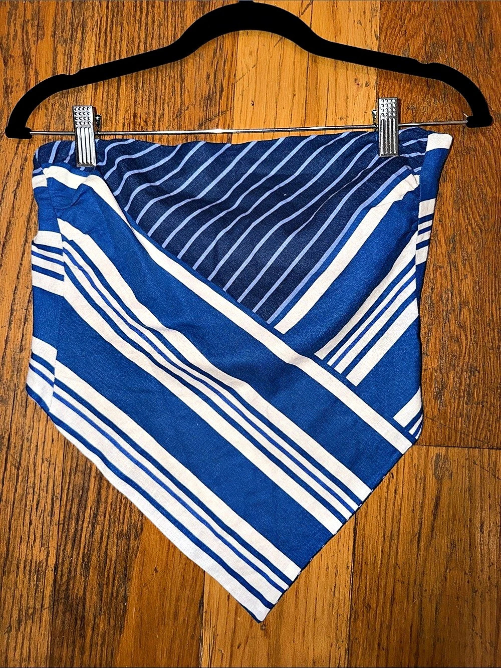 Zara Striped Bandana Top in Blue & White Size XS